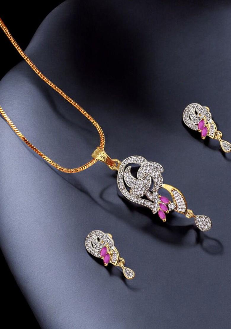 Gold American Diamond Gold Plated Necklace Set