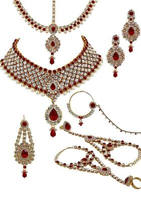 Gold Studded Gold Plated Necklace Set