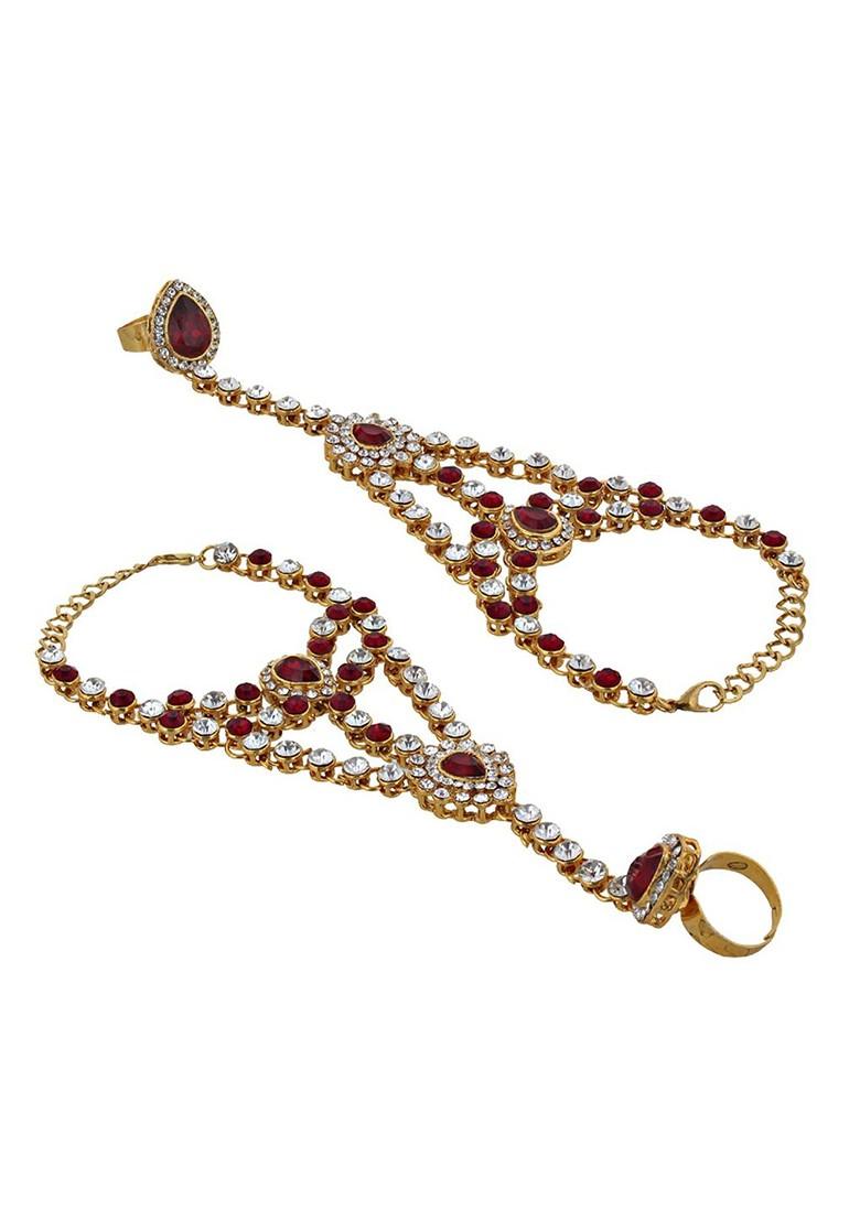 Gold Studded Gold Plated Necklace Set