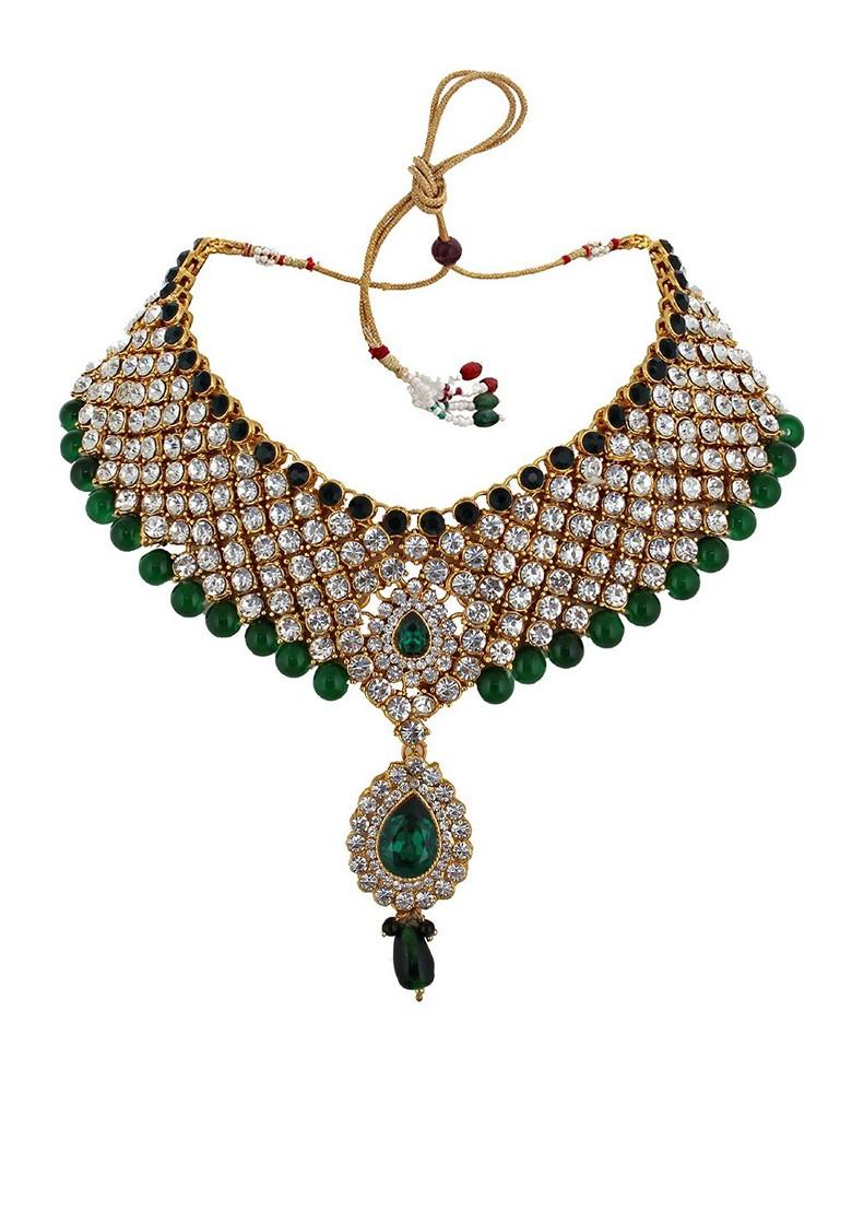 Gold Studded Gold Plated Necklace Set