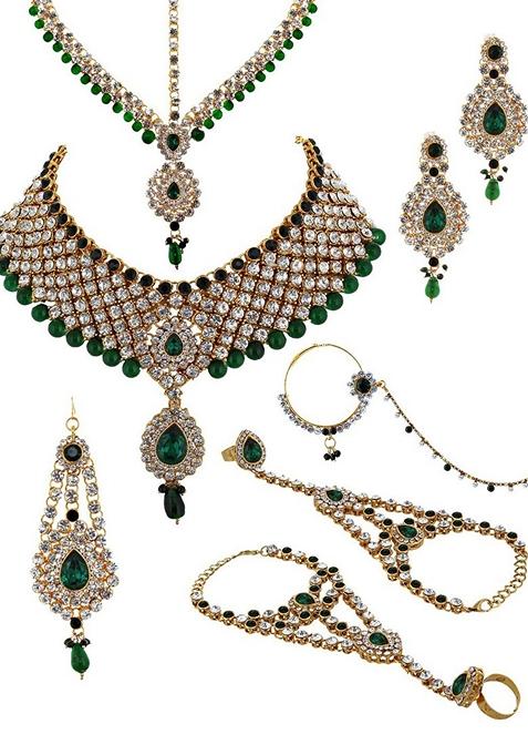 Gold Studded Gold Plated Necklace Set