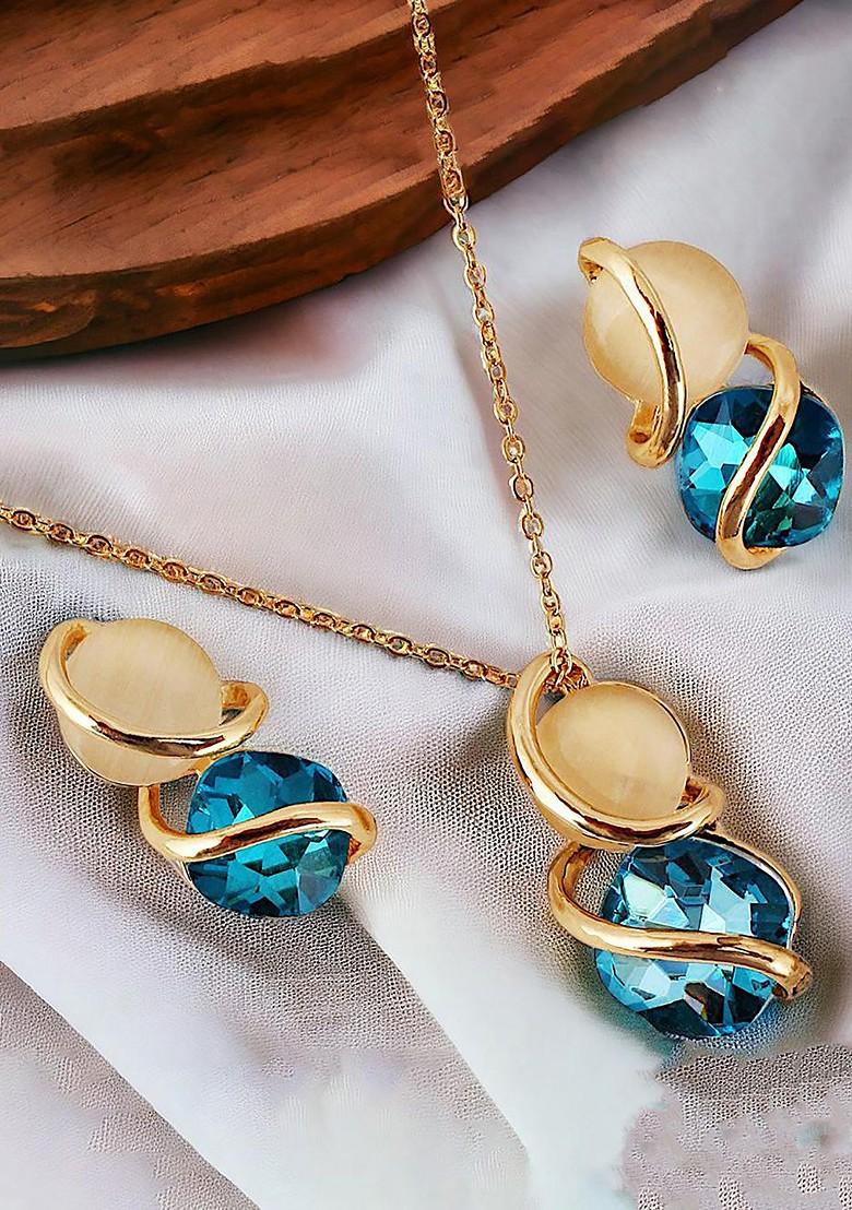 Gold Studded Gold Plated Necklace Set