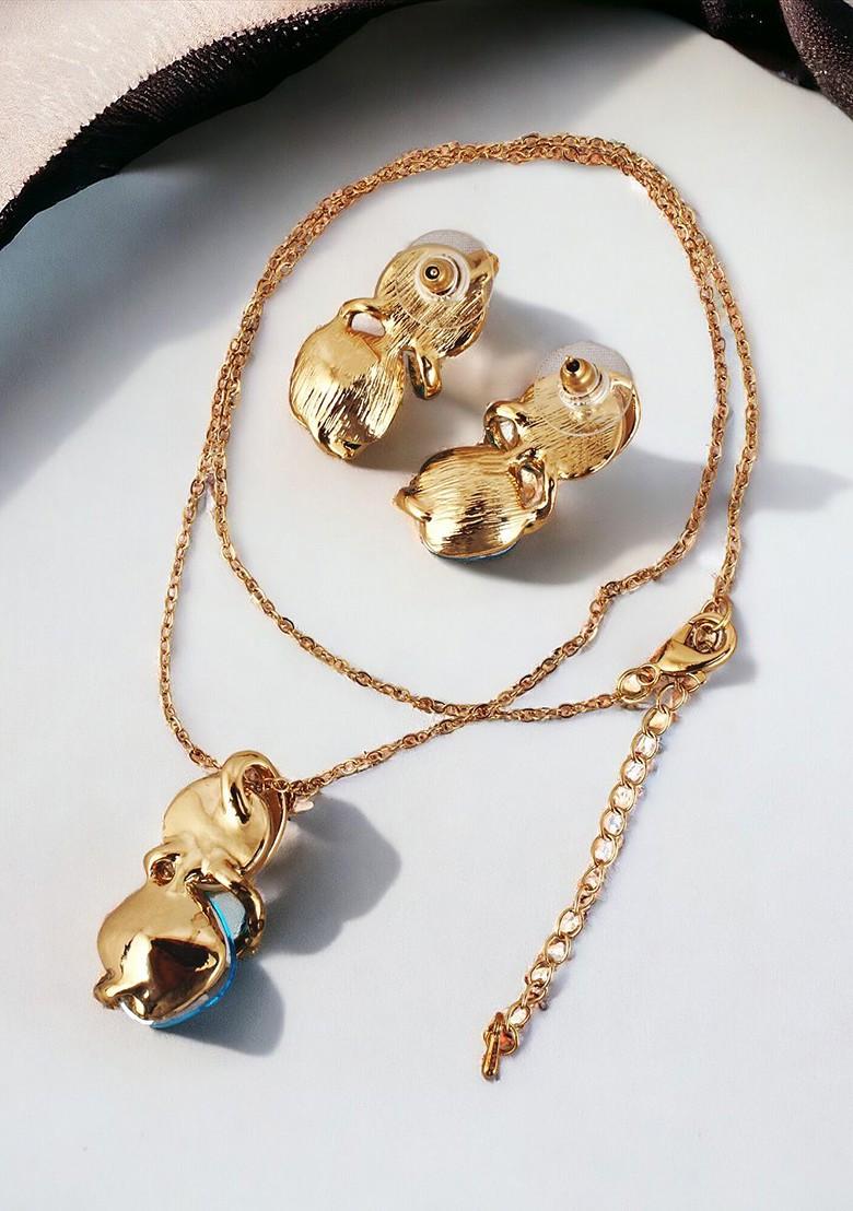 Gold Studded Gold Plated Necklace Set