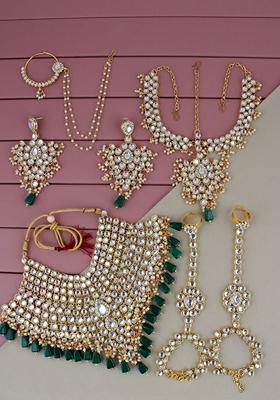 Gold Studded Gold Plated Necklace Set