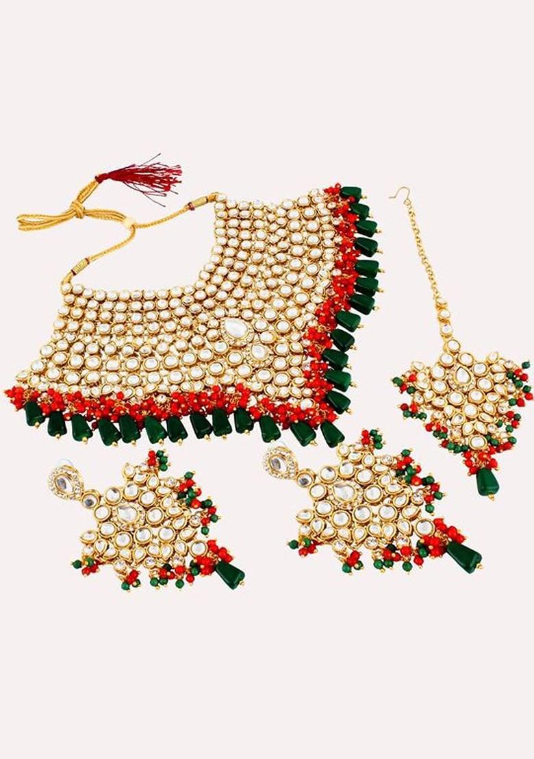 Green Kundan Gold Plated Necklace Set