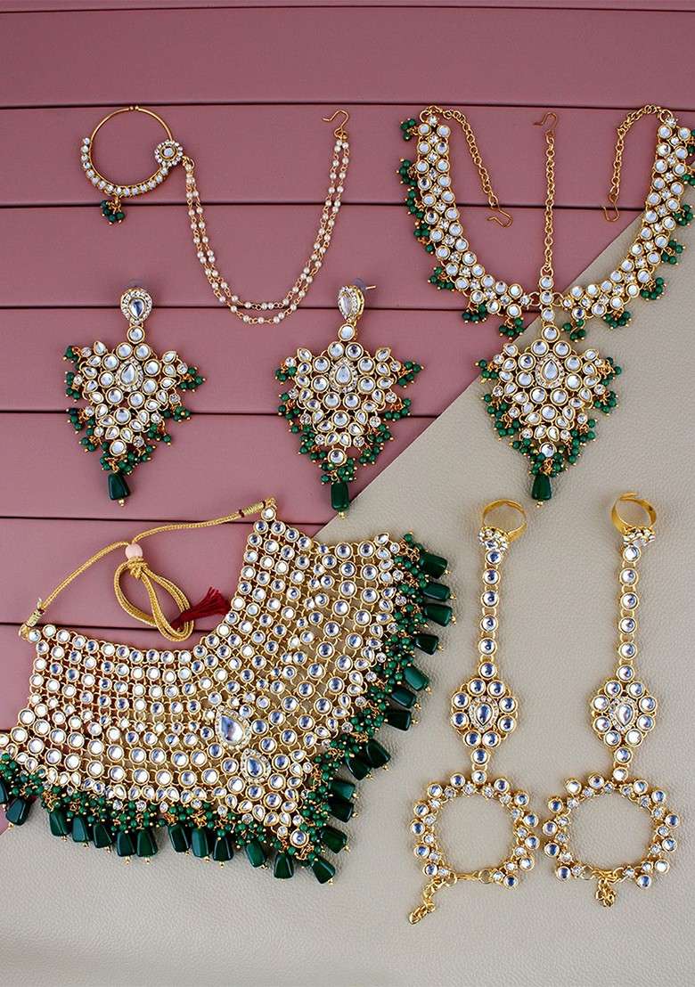 Gold Kundan Gold Plated Necklace Set - Indya