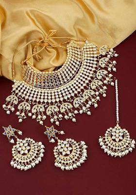 White Kundan Gold Plated Necklace Set