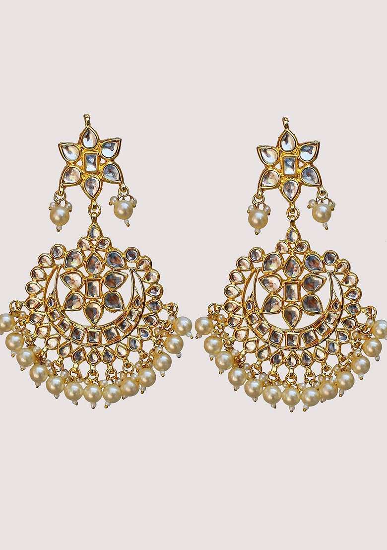 White Kundan Gold Plated Necklace Set - Indya