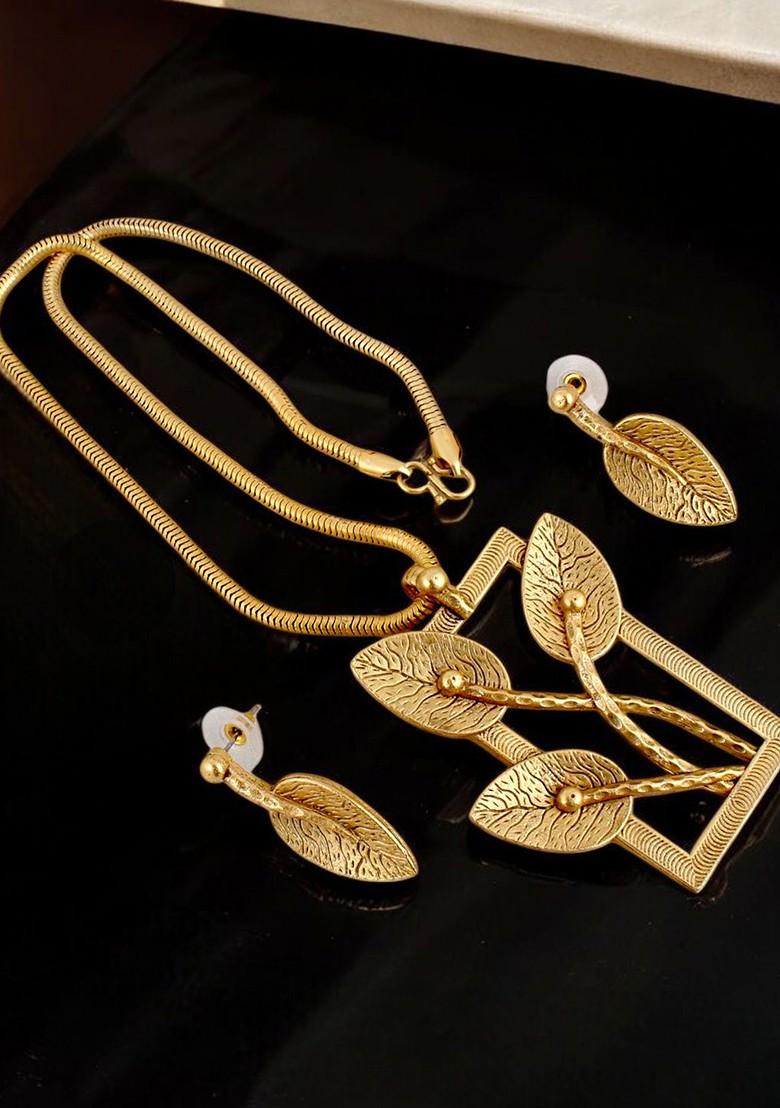 Gold Leaf Gold Plated Necklace Set