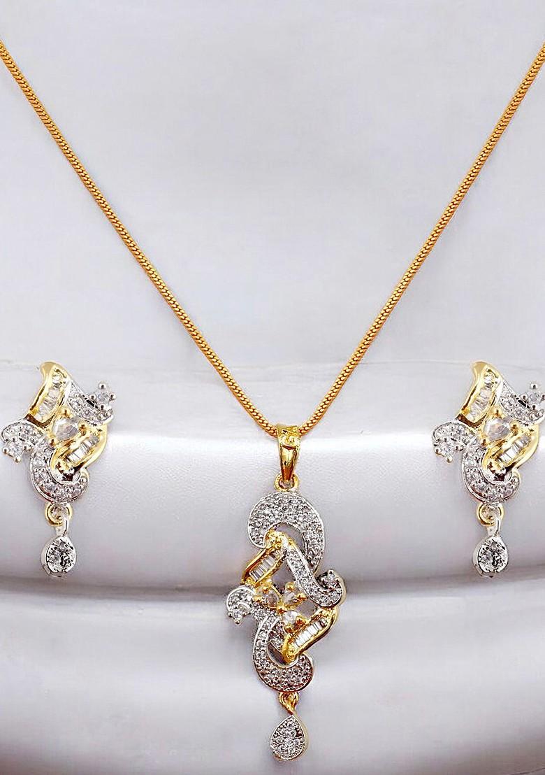 Gold American Diamond Gold Plated Necklace Set