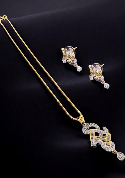 Gold American Diamond Gold Plated Necklace Set