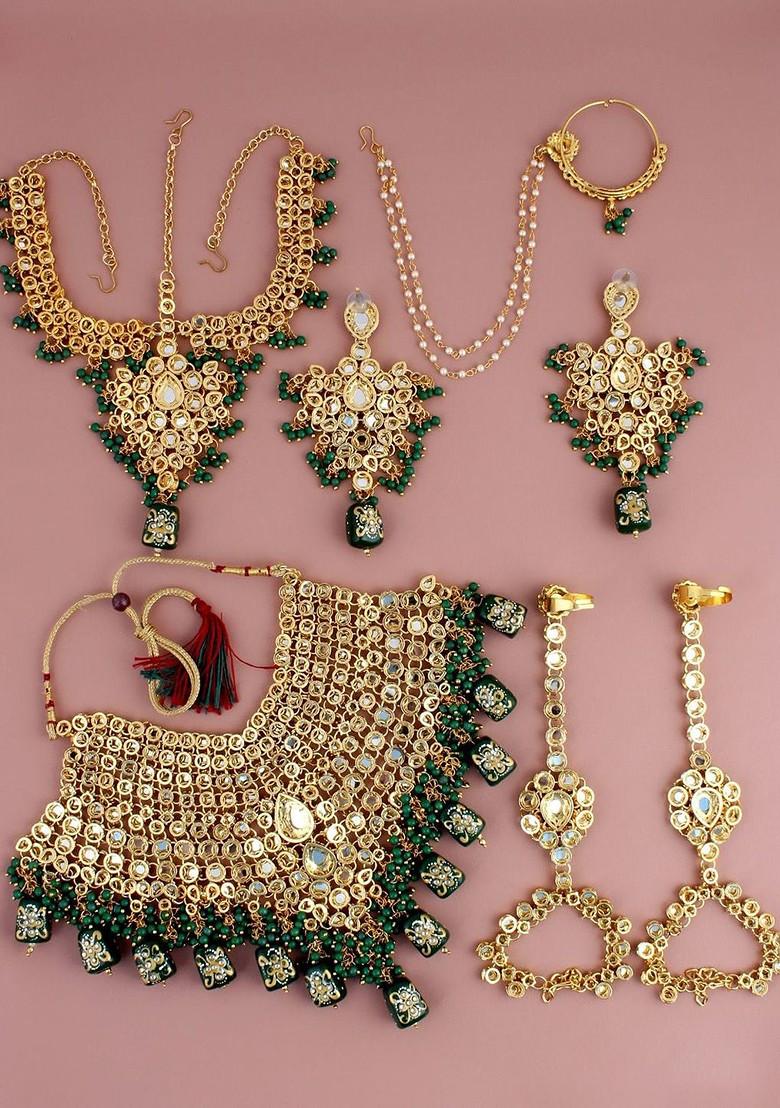 Green Kundan Gold Plated Necklace Set