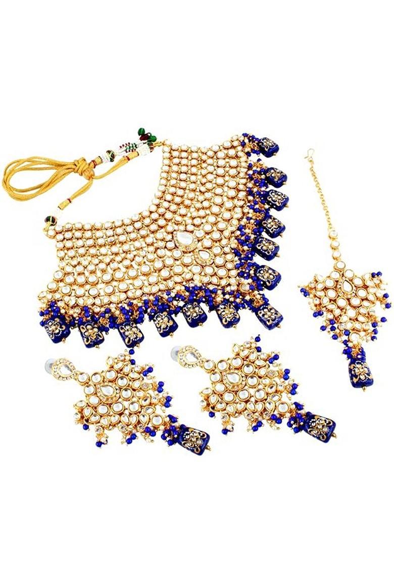 Blue Kundan Gold Plated Necklace Set