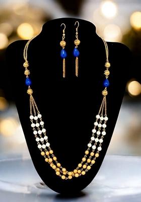 Gold Beaded Gold Plated Necklace Set