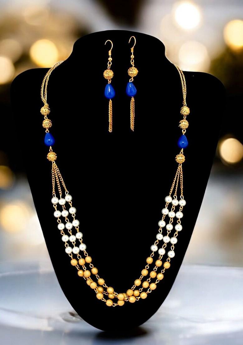 Gold Beaded Gold Plated Necklace Set