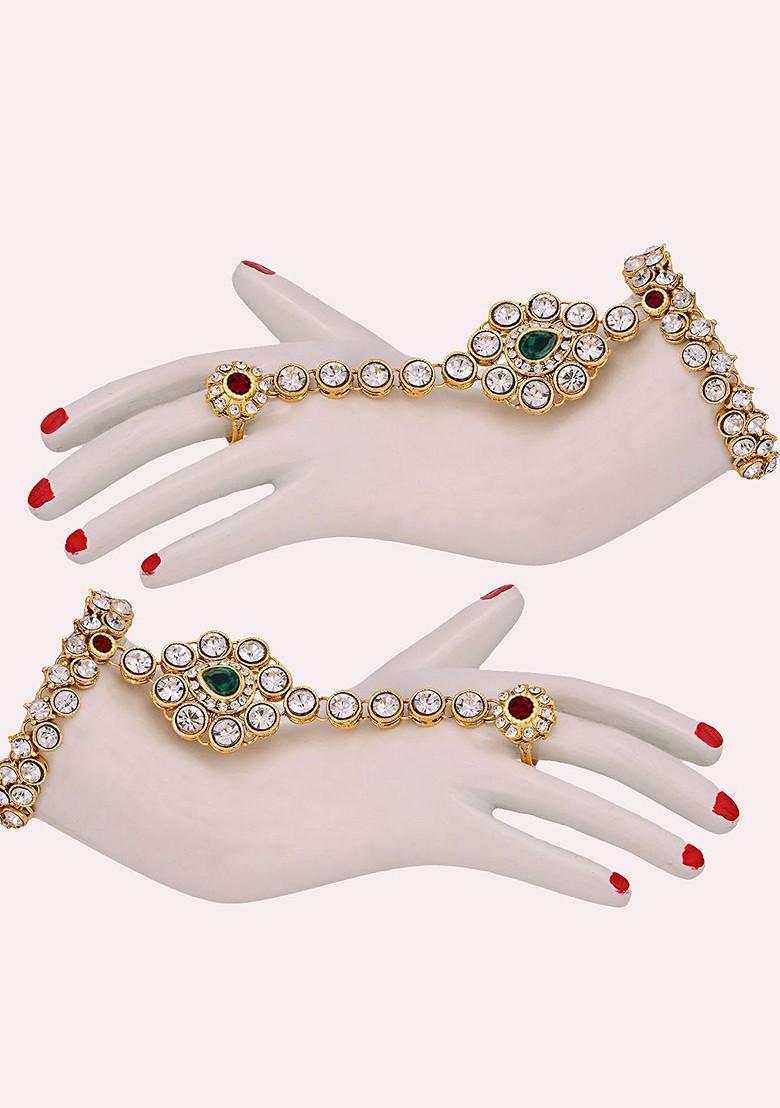 Gold Studded Gold Plated Necklace Set