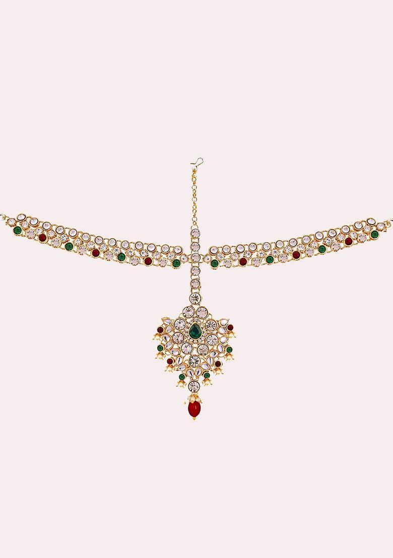 Gold Studded Gold Plated Necklace Set