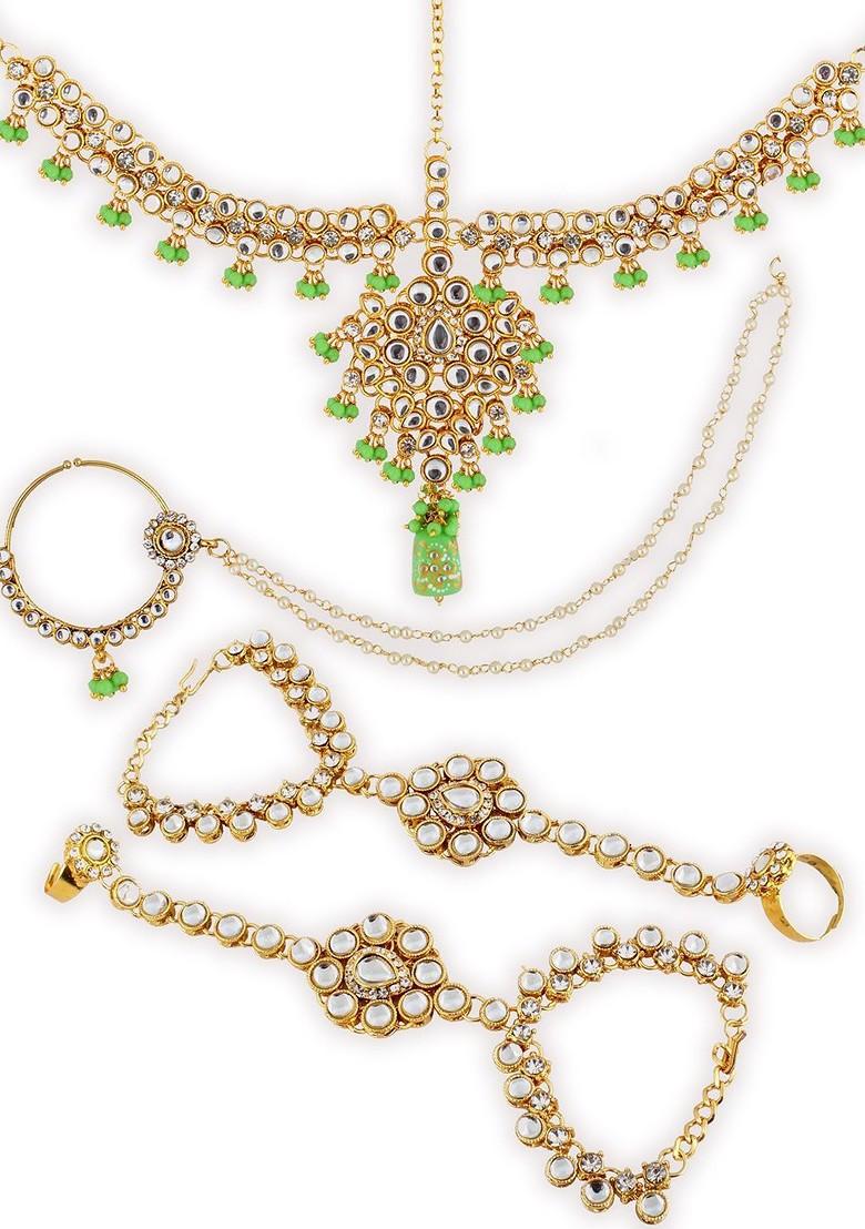 Green Kundan Gold Plated Necklace Set
