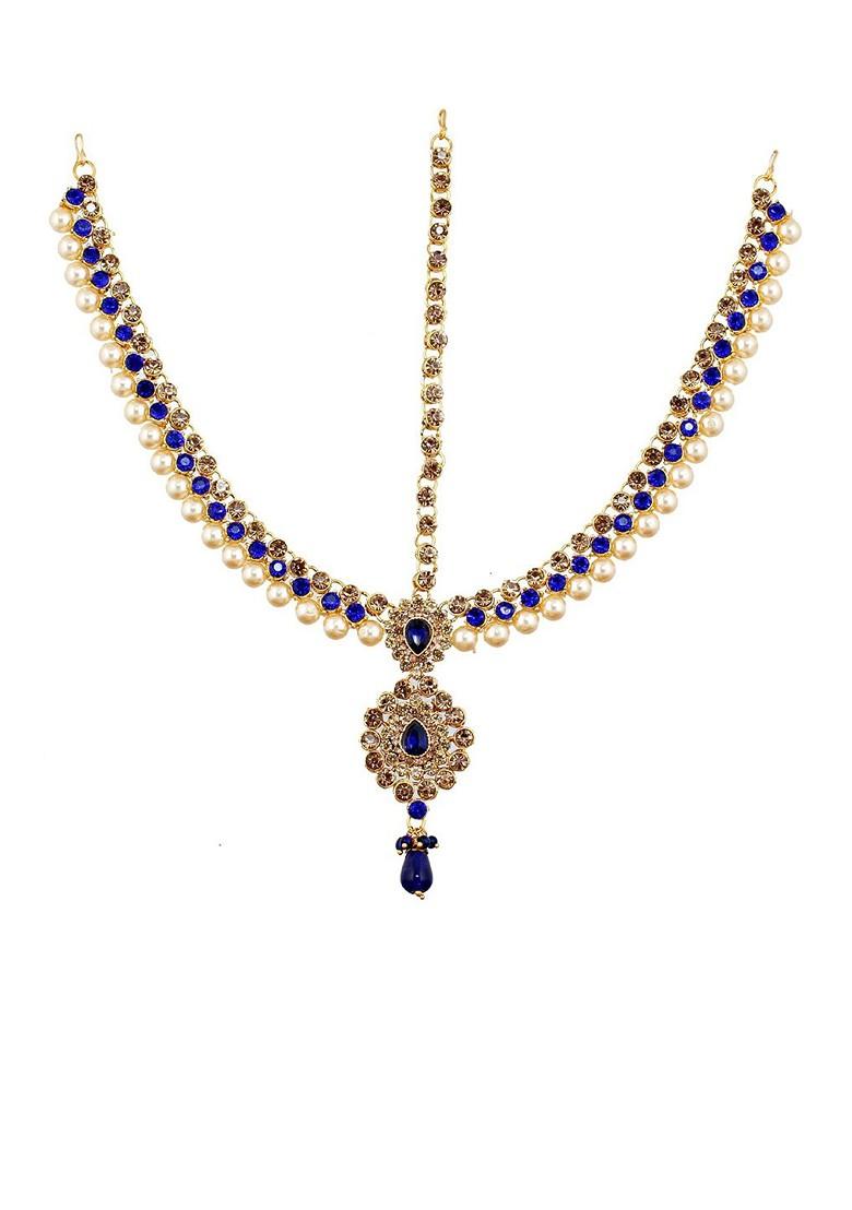 Gold Studded Gold Plated Necklace Set