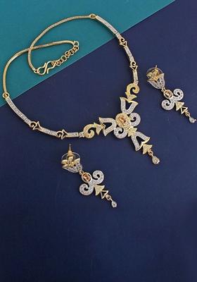 Gold American Diamond Gold Plated Necklace Set