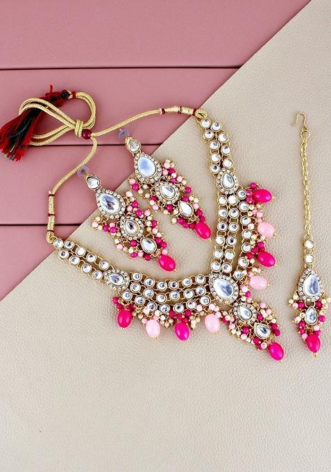 Gold Kundan Gold Plated Necklace Set