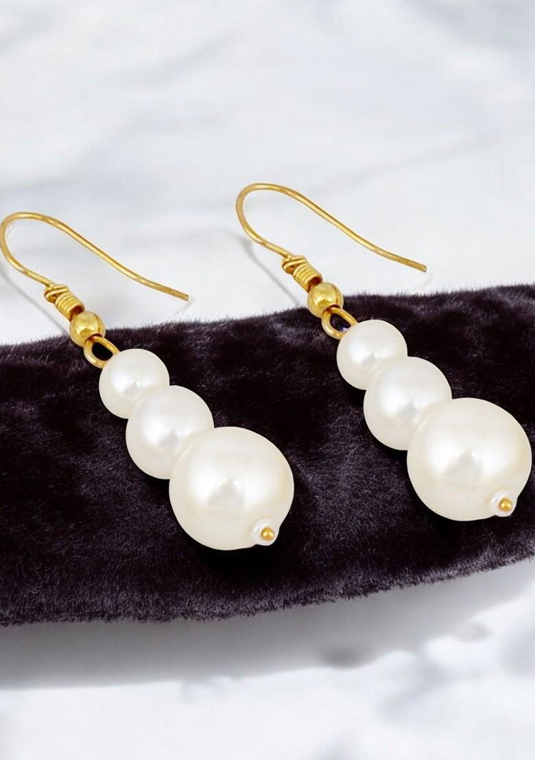 White Beaded Gold Plated Necklace Set