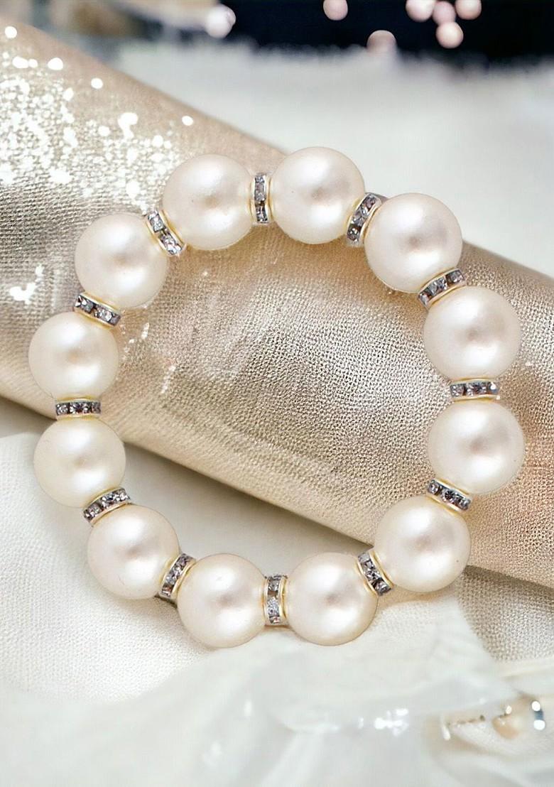 White Beaded Gold Plated Necklace Set