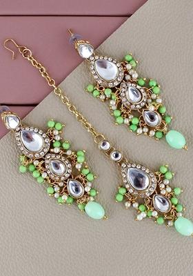 Green Kundan Gold Plated Necklace Set