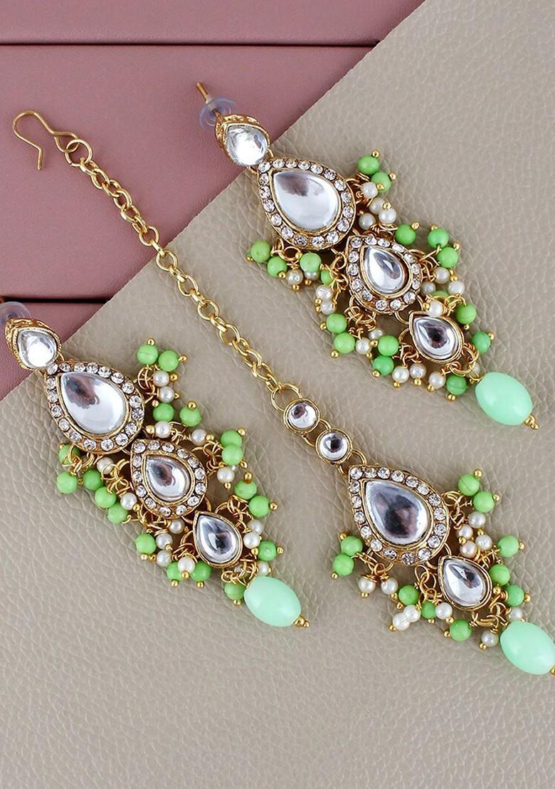 Green Kundan Gold Plated Necklace Set