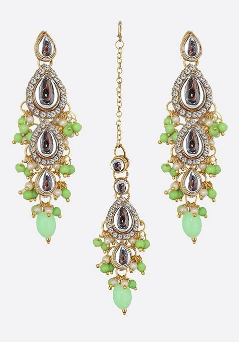 Green Kundan Gold Plated Necklace Set