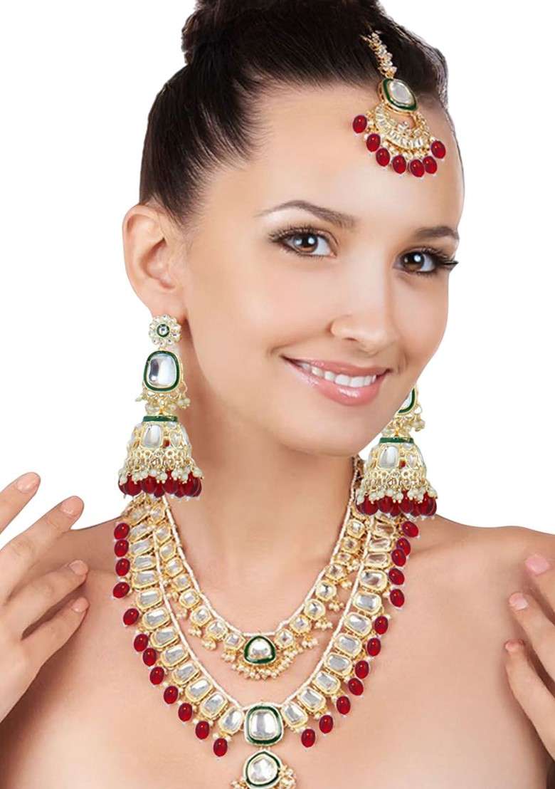Gold Kundan Gold Plated Necklace Set - Indya