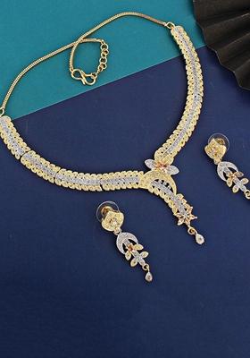 White American Diamond Gold Plated Necklace Set