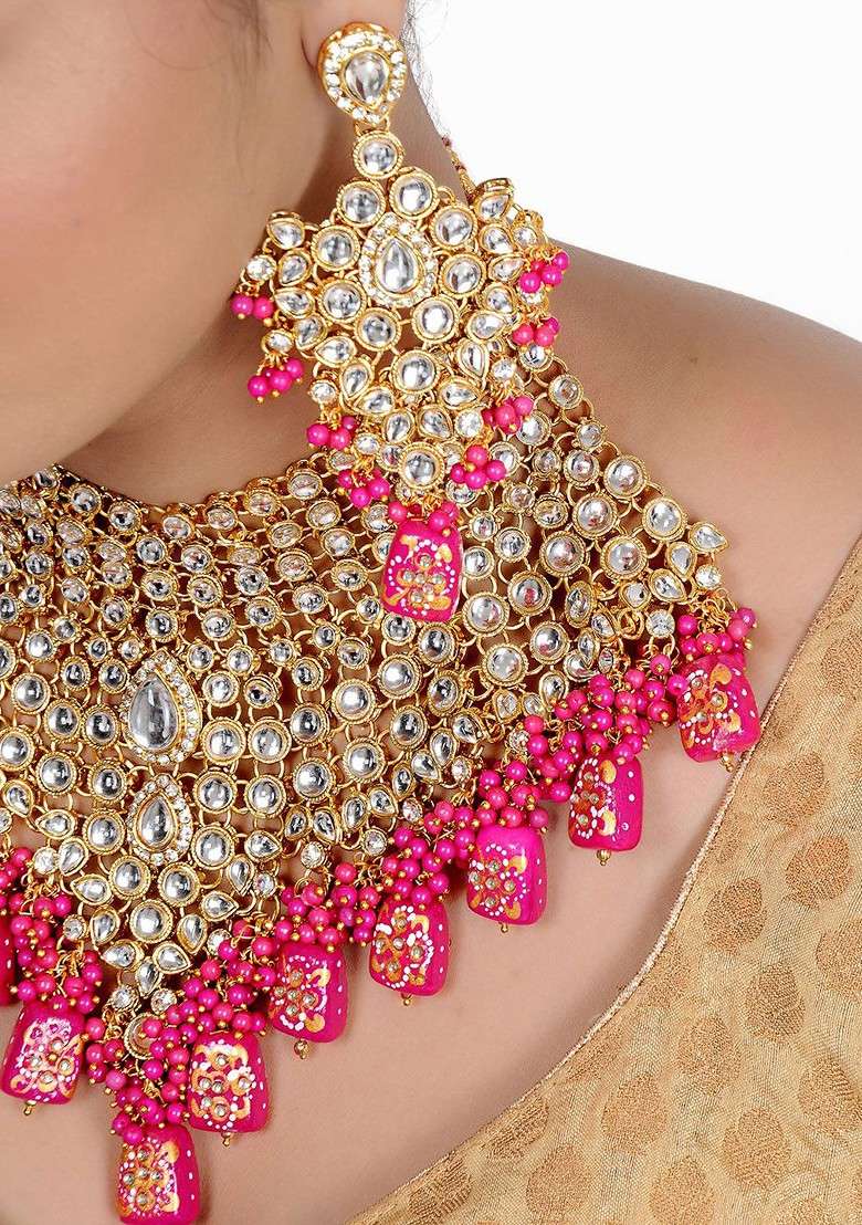 Gold Kundan Gold Plated Necklace Set - Indya