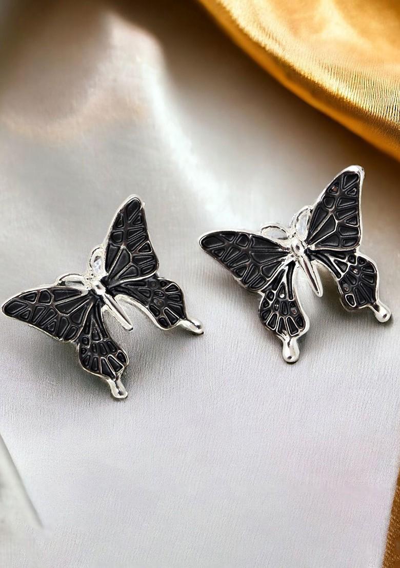 Silver Studs Silver Plated Necklace Set