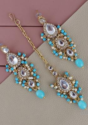Blue Kundan Gold Plated Necklace Set
