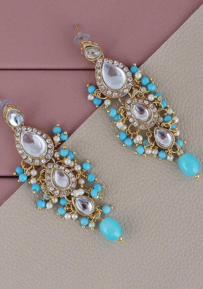 Blue Kundan Gold Plated Necklace Set