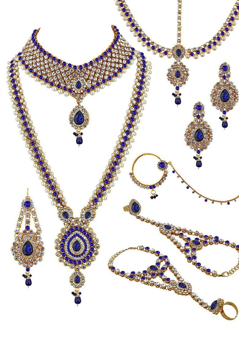 Gold Studded Gold Plated Necklace Set - Indya