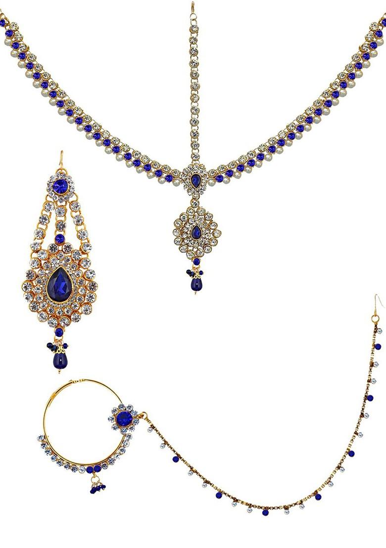 Gold Studded Gold Plated Necklace Set