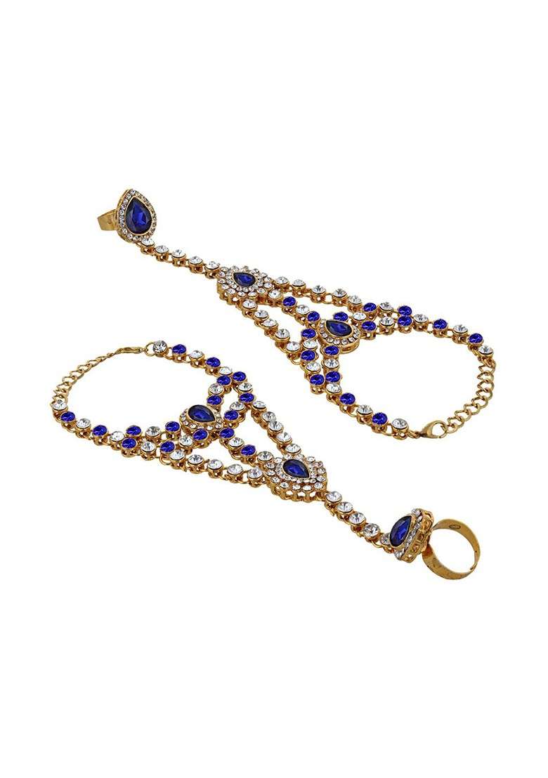 Gold Studded Gold Plated Necklace Set - Indya