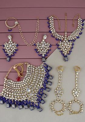 Blue Kundan Gold Plated Necklace Set