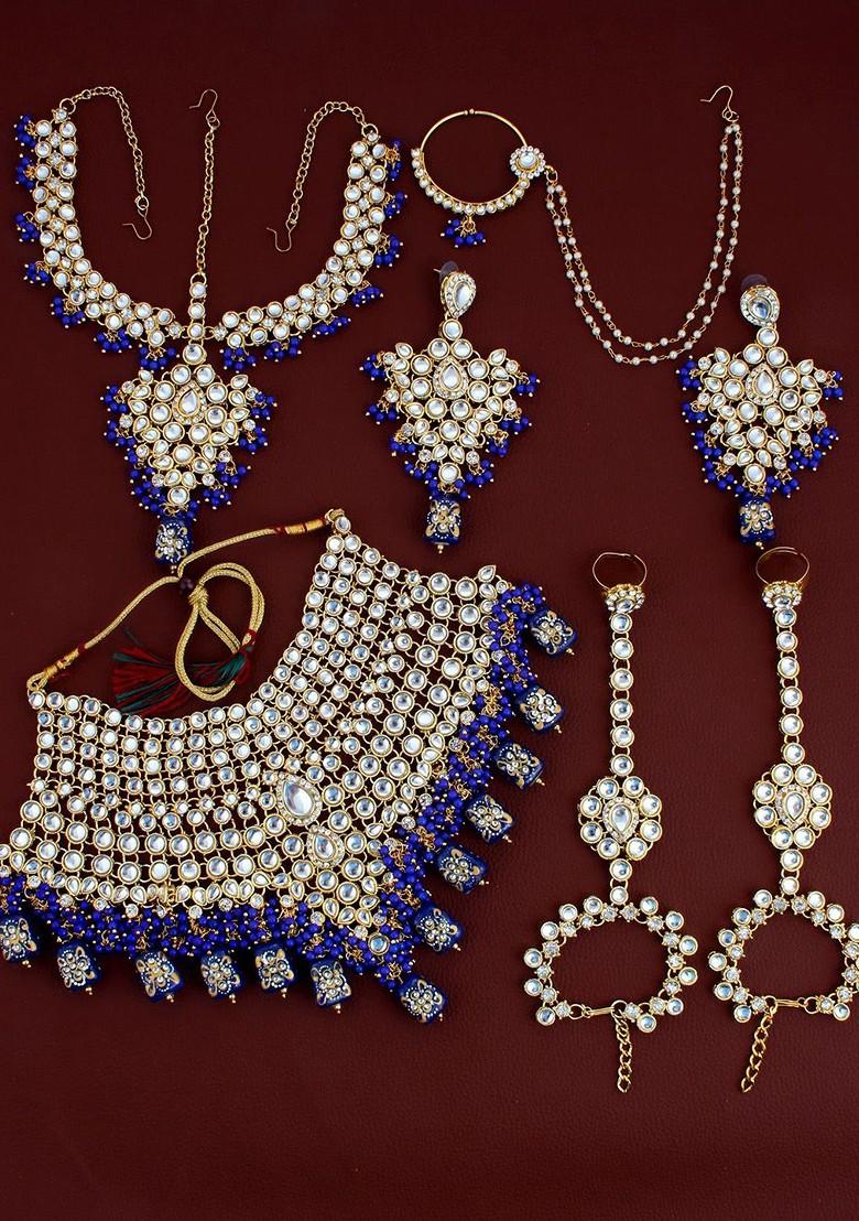 Blue Kundan Gold Plated Necklace Set