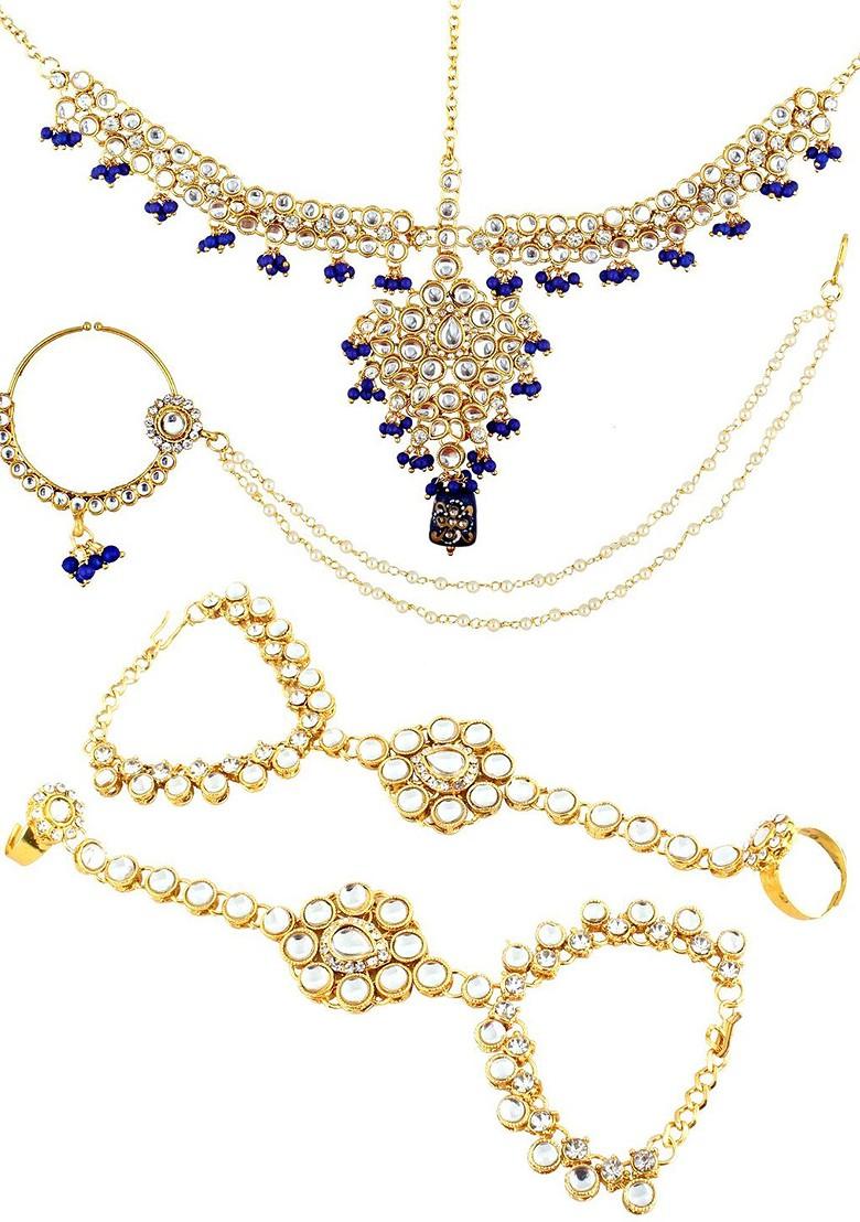 Blue Kundan Gold Plated Necklace Set