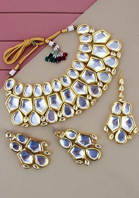 Gold Kundan Gold Plated Necklace Set