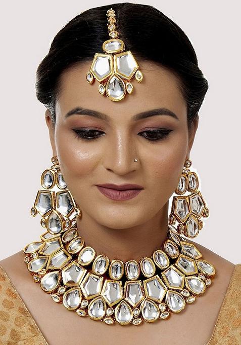 Gold Kundan Gold Plated Necklace Set