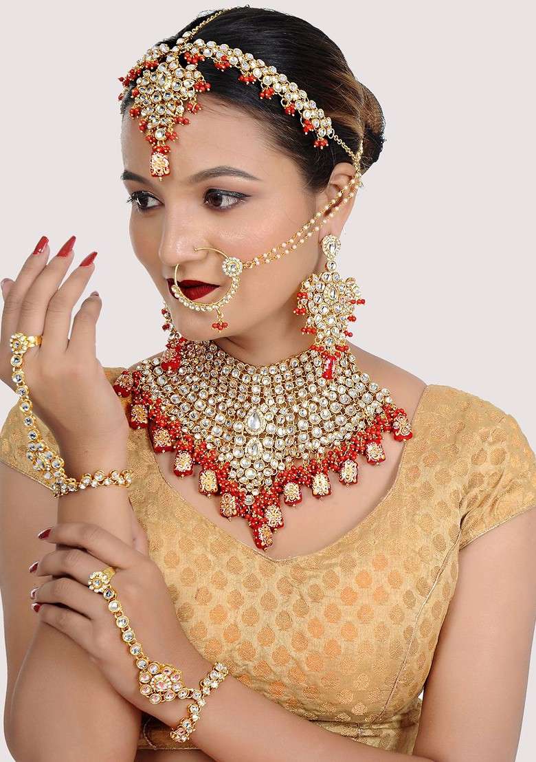 Gold Kundan Gold Plated Necklace Set - Indya