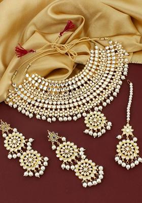 White Kundan Gold Plated Necklace Set