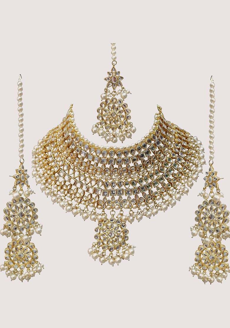 White Kundan Gold Plated Necklace Set