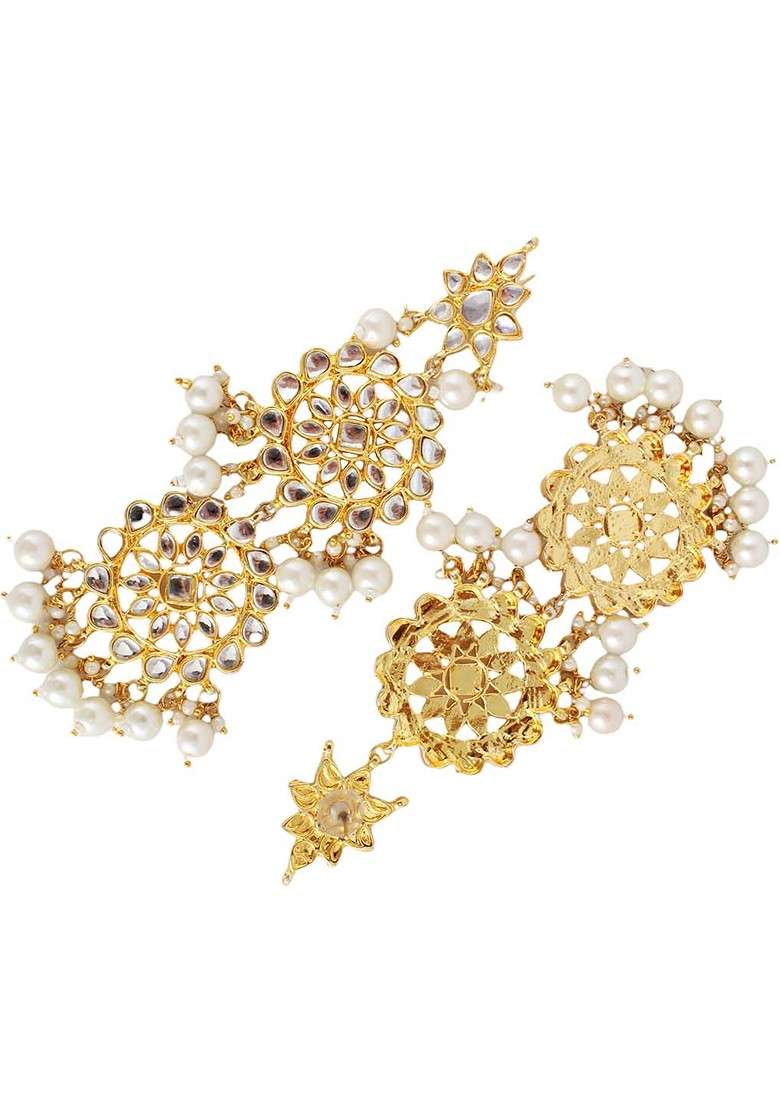 White Kundan Gold Plated Necklace Set - Indya