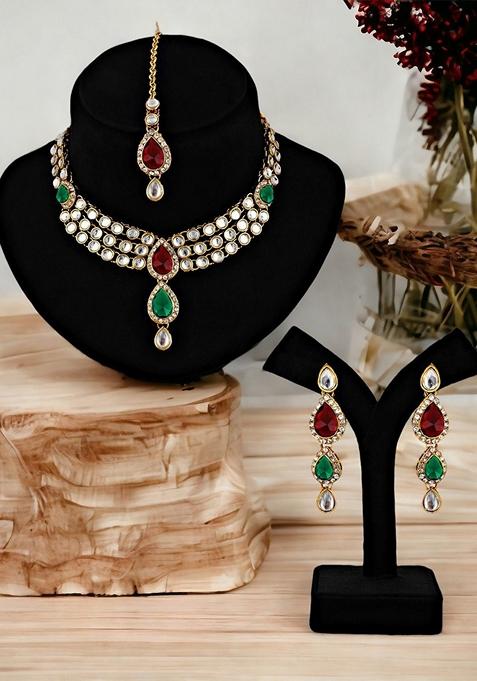 Gold Kundan Gold Plated Necklace Set