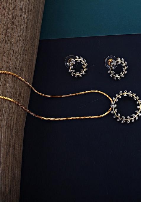 White American Diamond Gold Plated Necklace Set